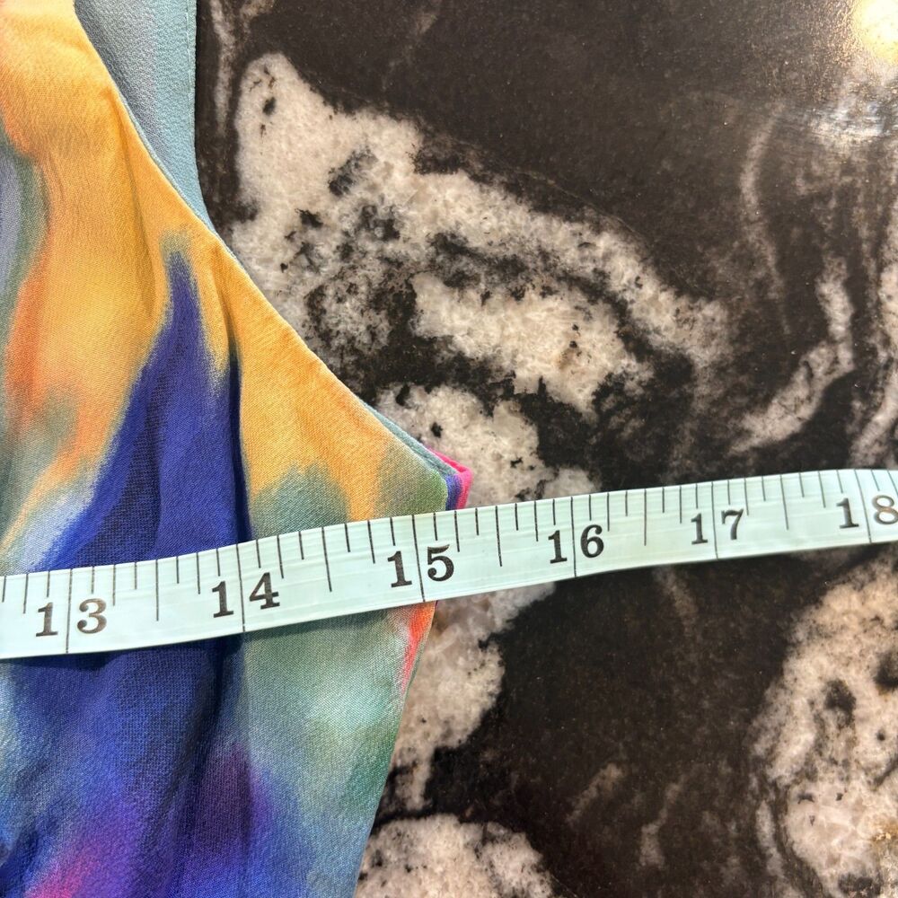Anthropologie Maeve Silk Aloisia Watercolor Maxi Dress w/ Peekaboo Skirt Size 2P - Picture 7 of 8